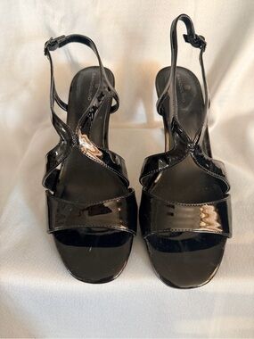 Preloved Bandolino Black Patent Slingback Heeled Sandals